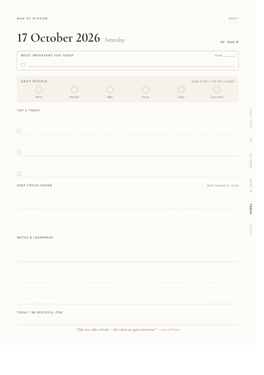Journal daily page for 17 October 2026